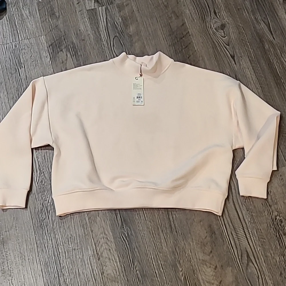 CALIA by Carrie Faded Pink Ellevate Ottoman Funnel Pullover Size XL - Picture 5 of 7